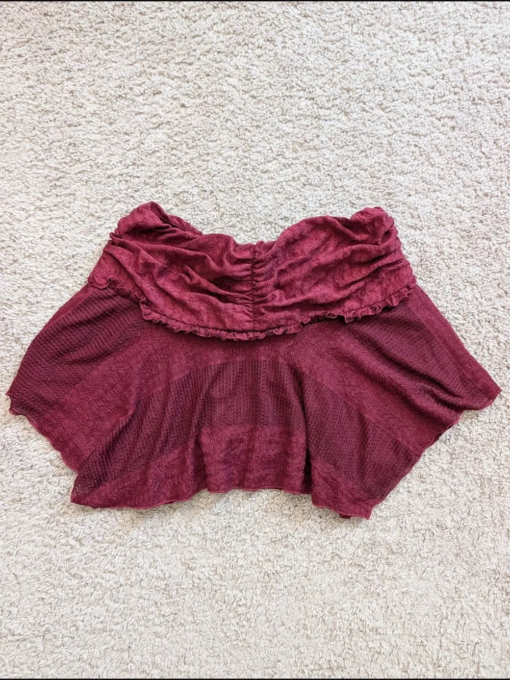 Urban Outfitters Womens Burgundy Red Cropped Ruffled Fairy Mini Skirt Medium
